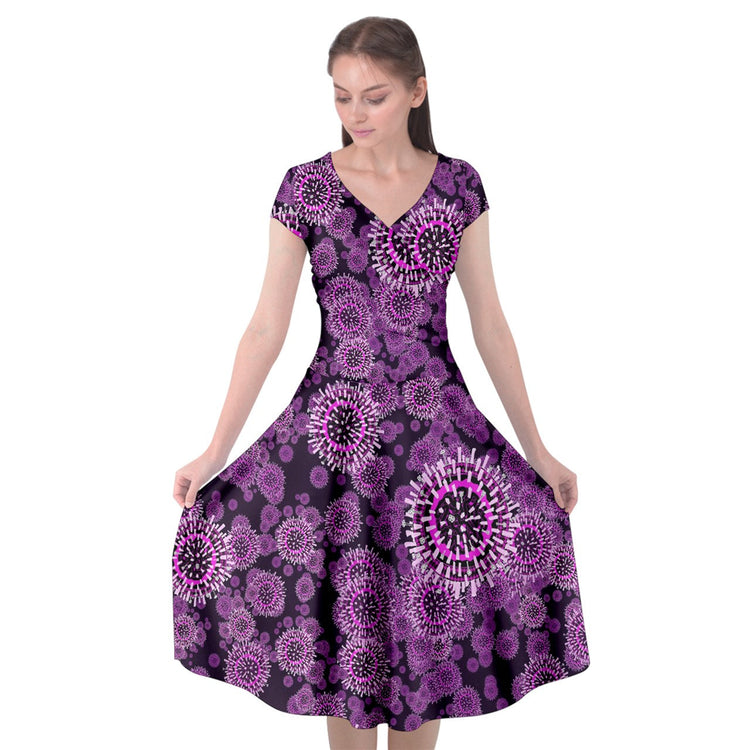 Purple Flu Wrap Front Dress