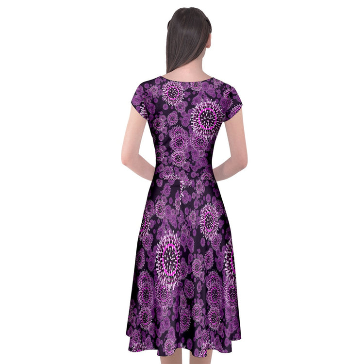 Purple Flu Wrap Front Dress