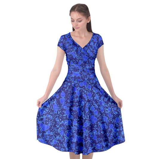 Blue Molecule Wrap Front Dress