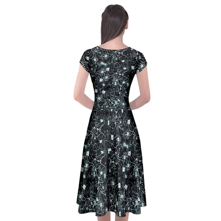 Black Neuron Wrap Front Dress