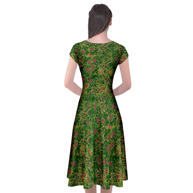 Green Neuron Wrap Front Dress