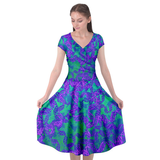 Green/Purple DNA Wrap Front Dress