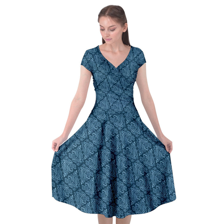 Blue Continuous DNA Wrap Front Dress
