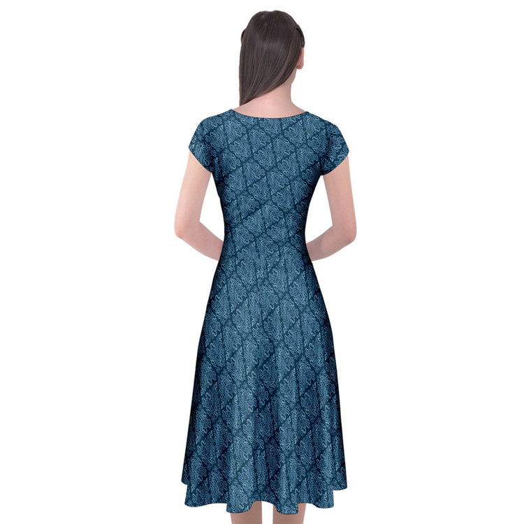 Blue Continuous DNA Wrap Front Dress
