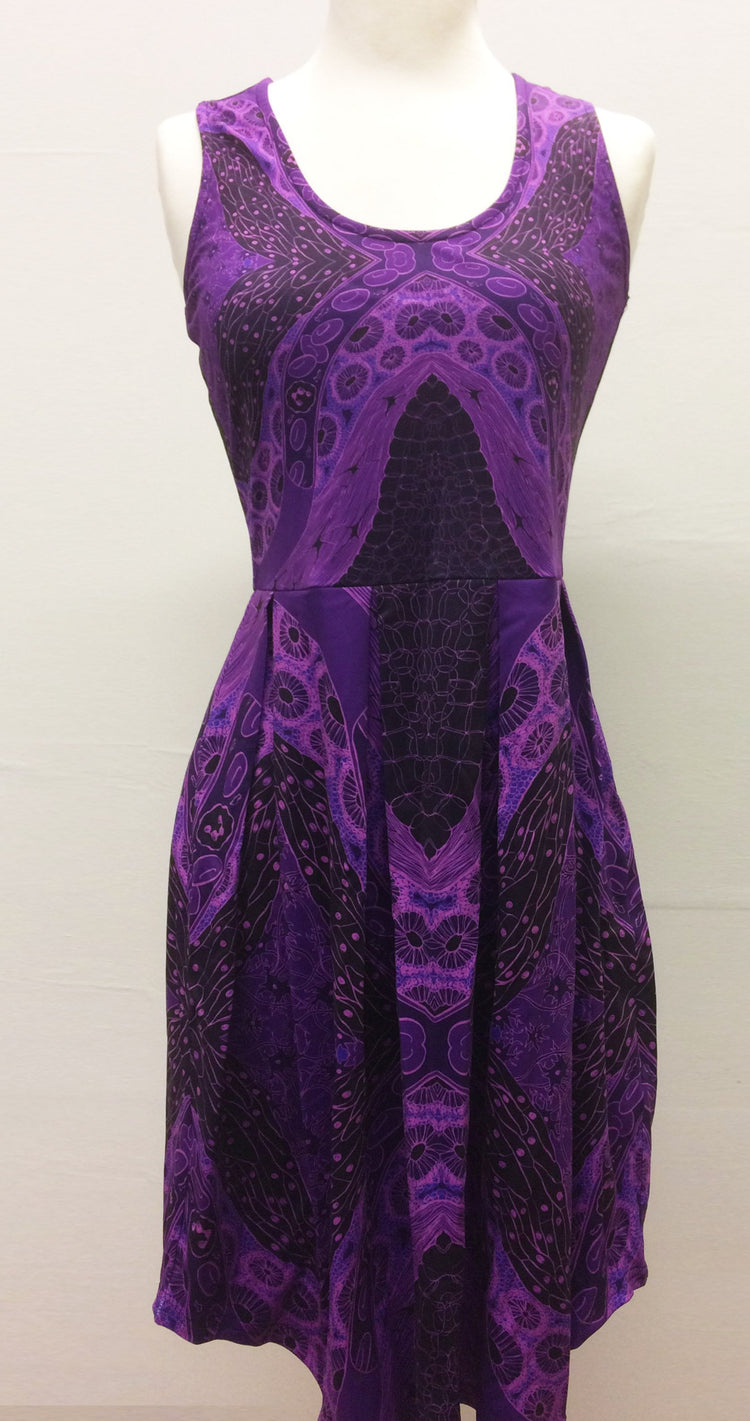 Purple tissues midi scoop dress