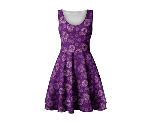 Purple Influenza Flu Midi Scoop Dress