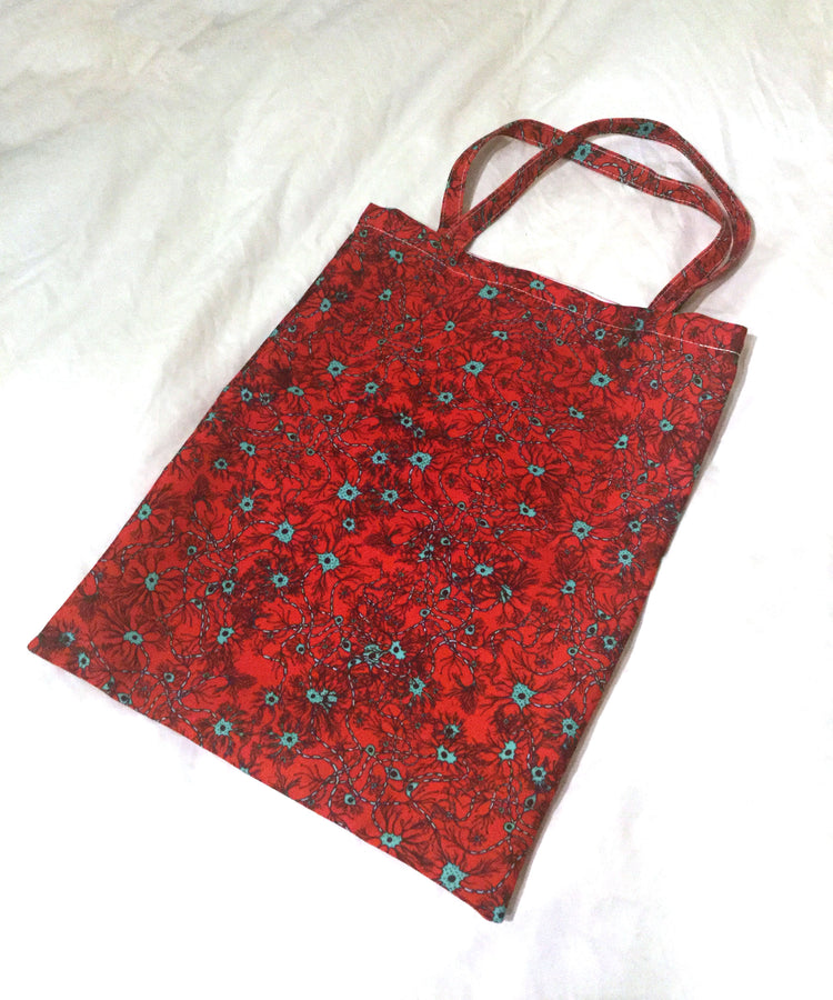 Red neurons heavyweight canvas tote bag