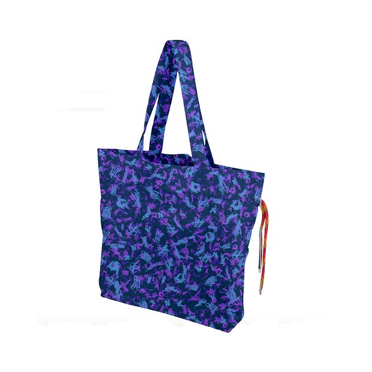 Purple protein shapes drawstring heavyweight canvas tote bag