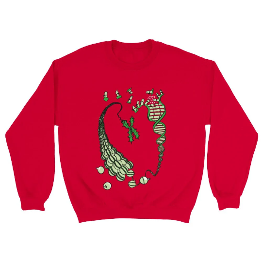 DNA Christmas Jumper Sweater Science Biology (Red)