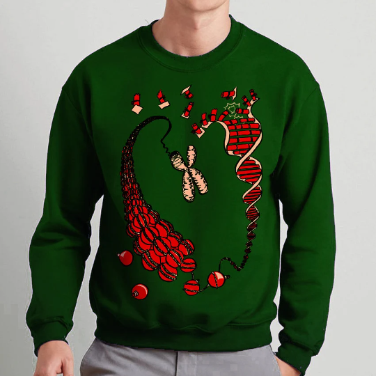 DNA Christmas Jumper Sweater Science Biology (Green)