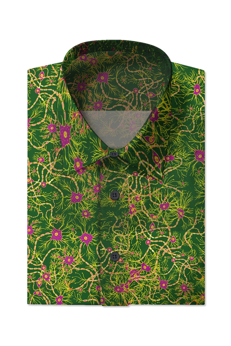Green neurons long sleeve collar shirt