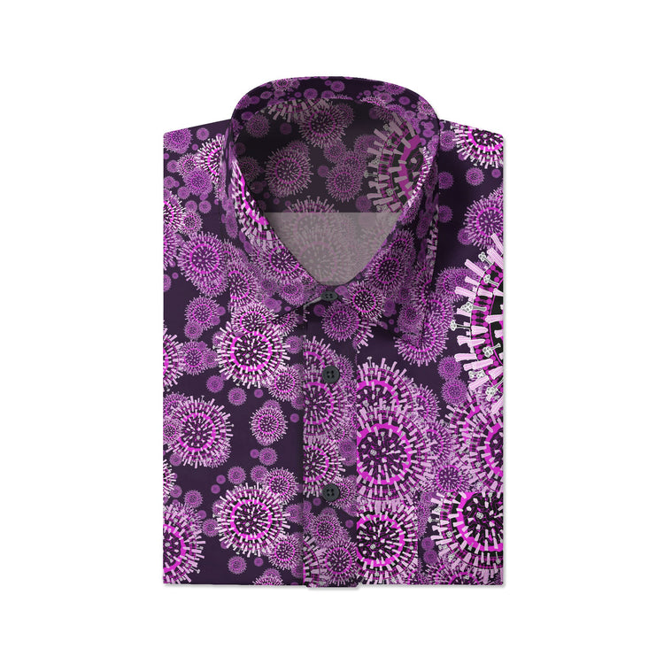 Purple Flu Men's Long Sleeve Pocket Shirt