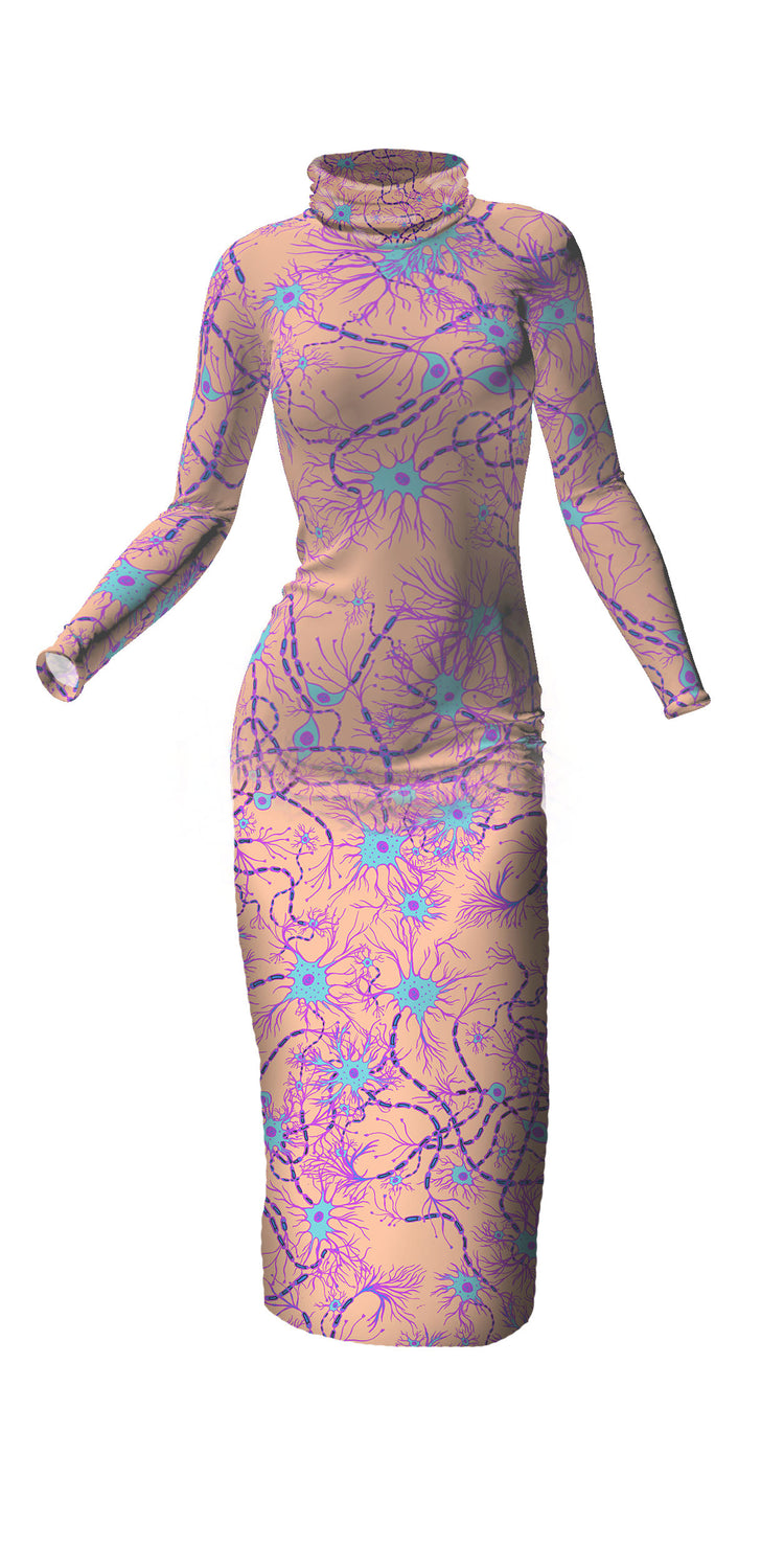 Rose Neurons Turtleneck cotton long dress - Boutique Science