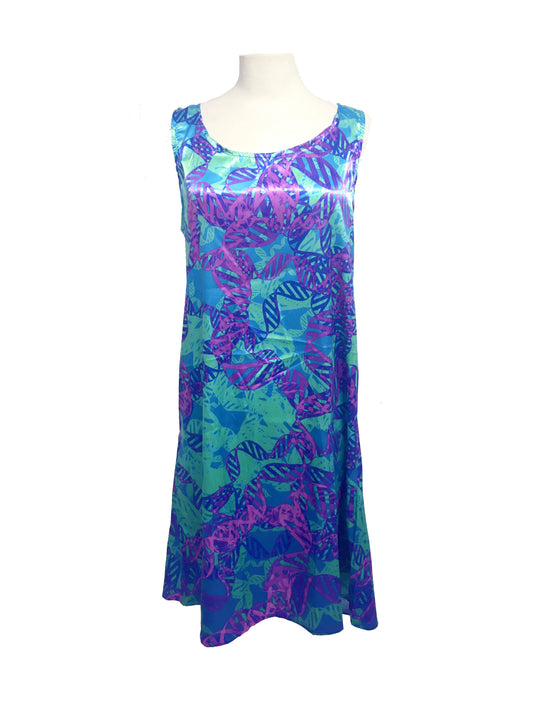Green Purple DNA Satin Slip dress